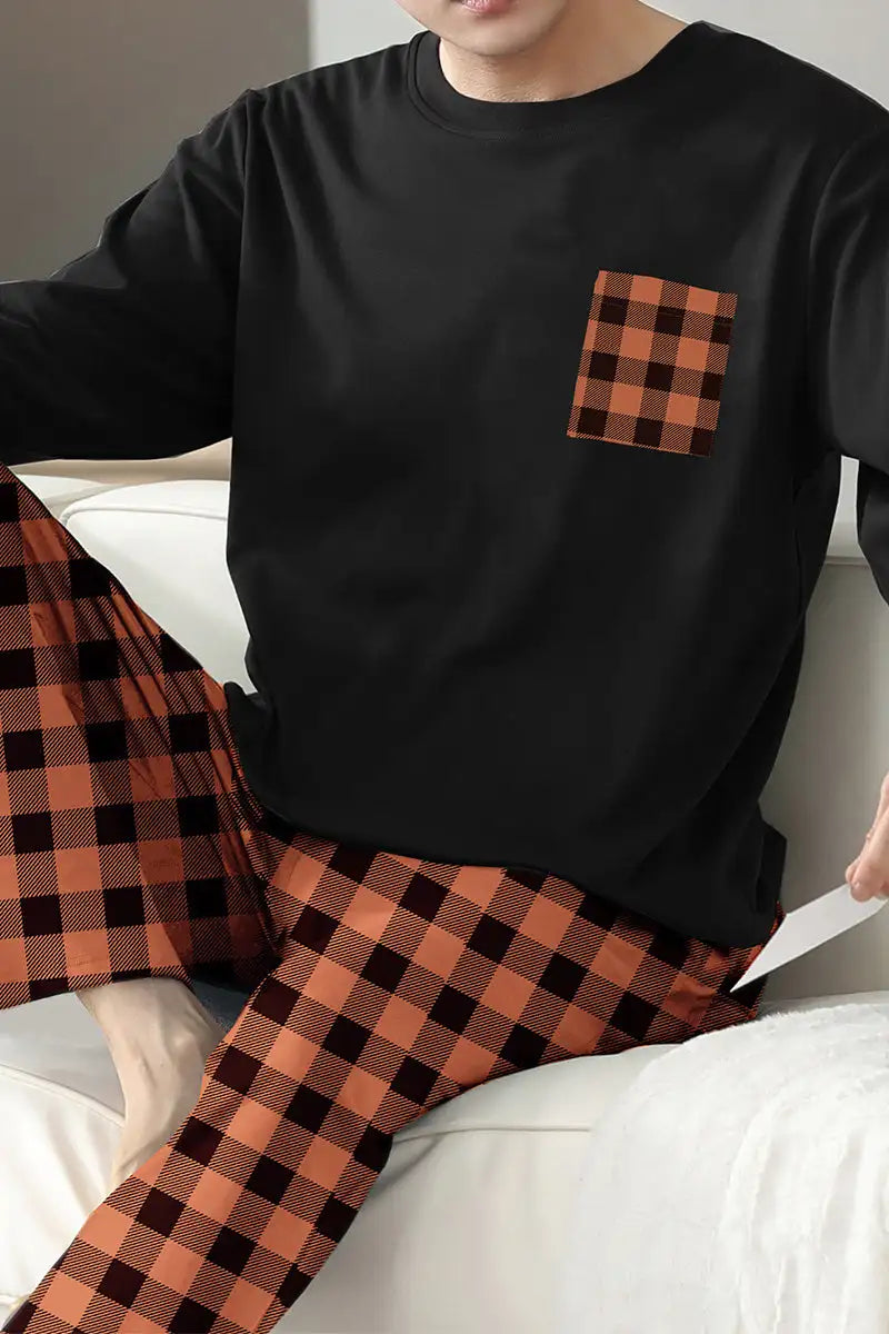 Ice Silk Long Sleeve Long Pants Men's Pajama Set - Lootquake