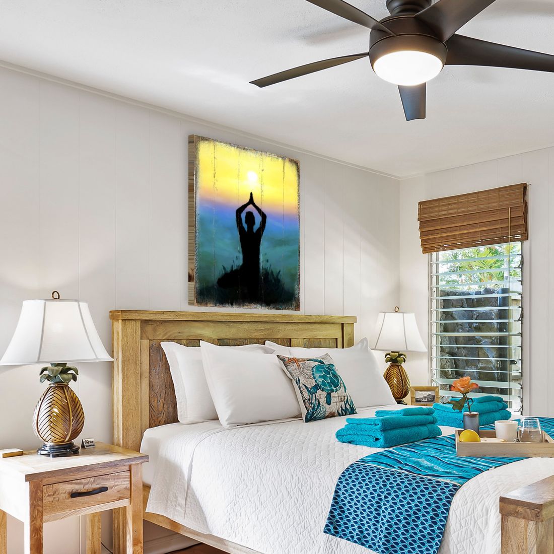 Arte de yoga para pared de madera de Nature Wonders - Decoración natural y saludable - 98435B