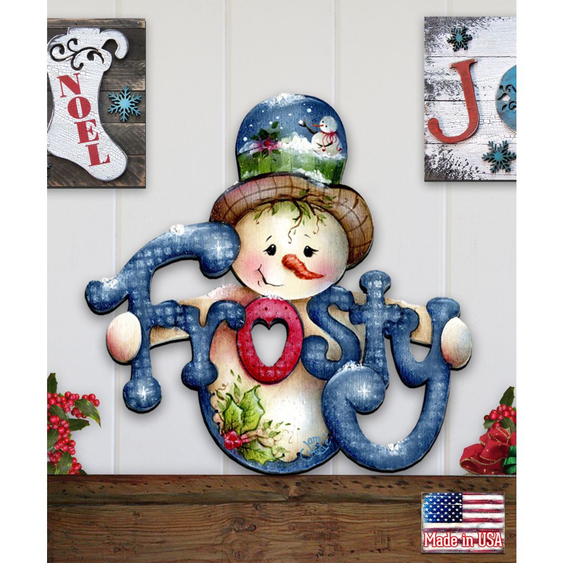 Decoración navideña para puertas de Jamie Mills-Price - Decoración navideña de Papá Noel y muñeco de nieve - 8457505H