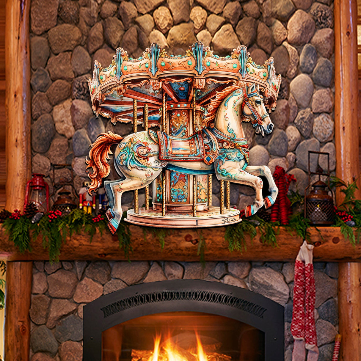 Carousel Horse Holiday Door Decor by G. Debrekht - Christmas Decor - 8611027H