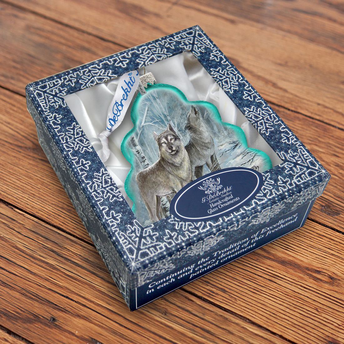 Wolves Tree Glass Ornament by G. DeBrekht - Wildlife Holiday Decor - 762-019