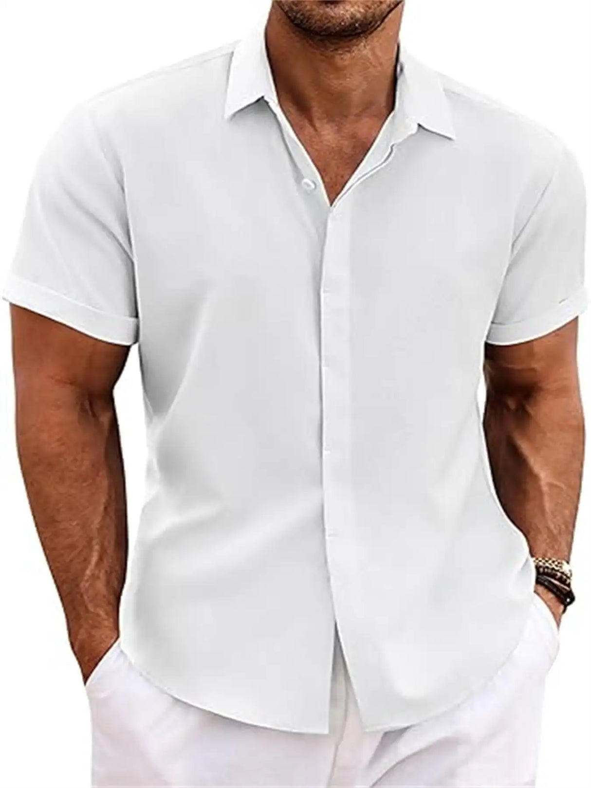 Men's Shirt Short Sleeve Casual Buckle - Lootquake