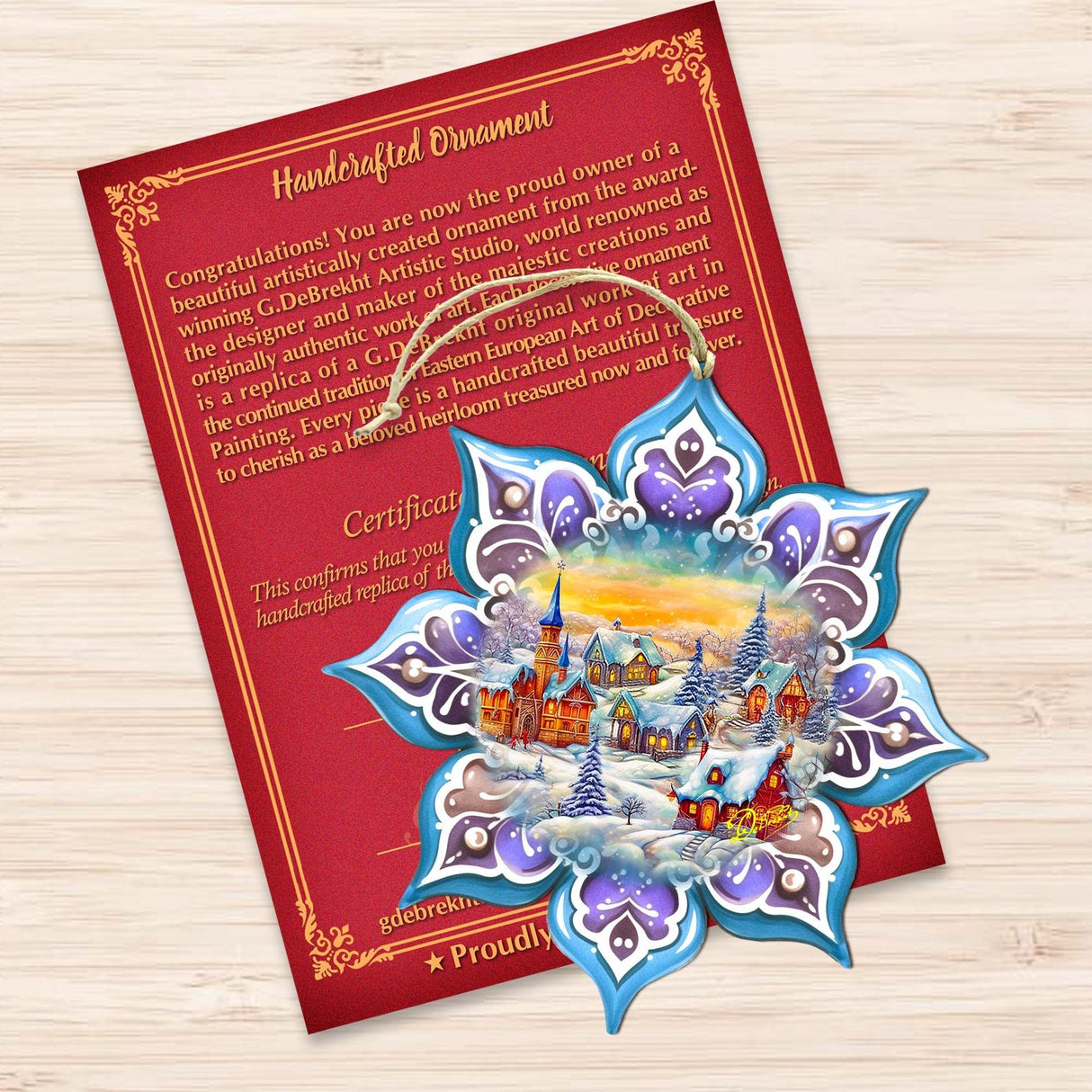 Christmas Village Snowflake Wooden Ornaments by G. Debrekht - Christmas Decor - 8688417