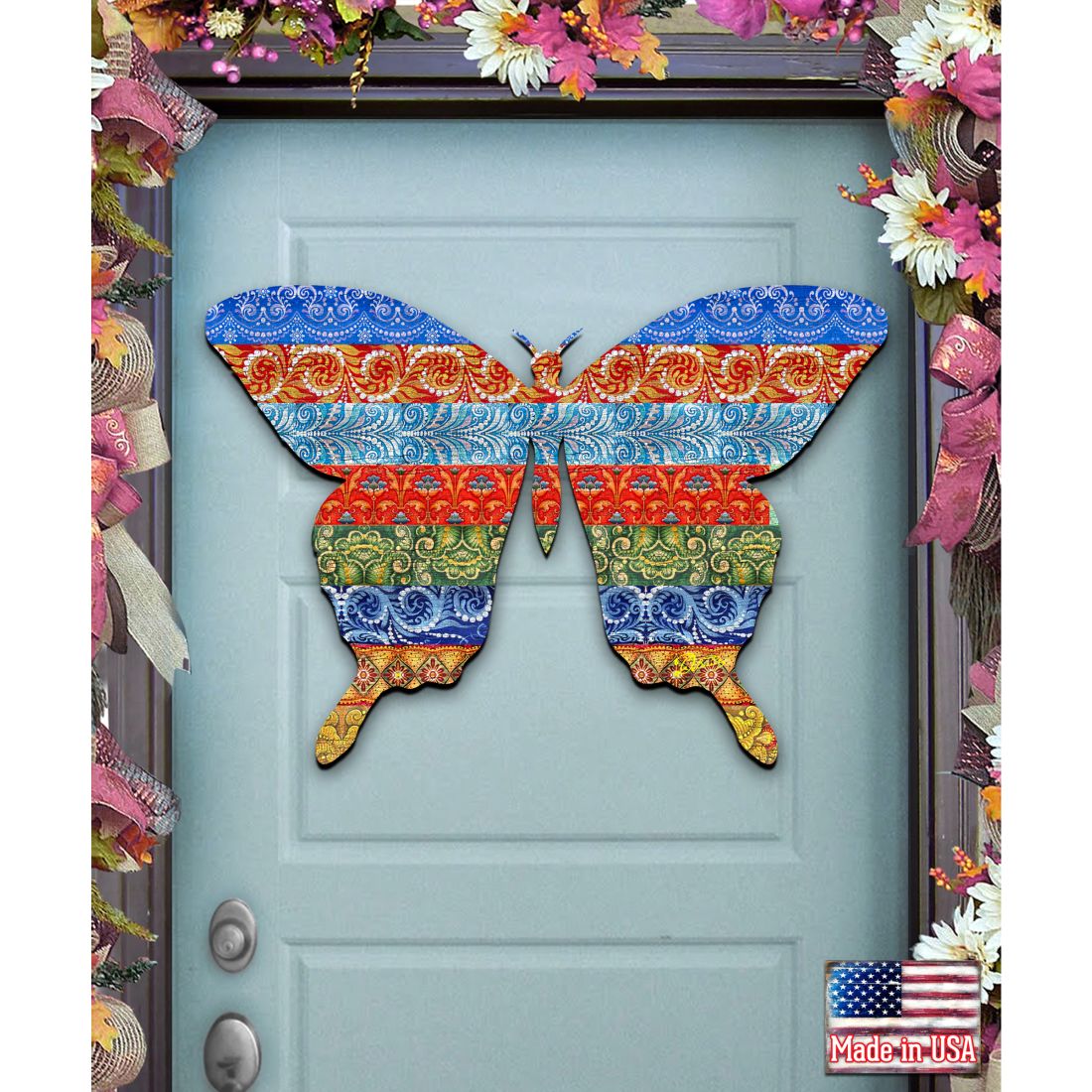 Quilted Butterfly Easter Door Decor by G. DeBrekht - Easter Spring Decor - 8198718H