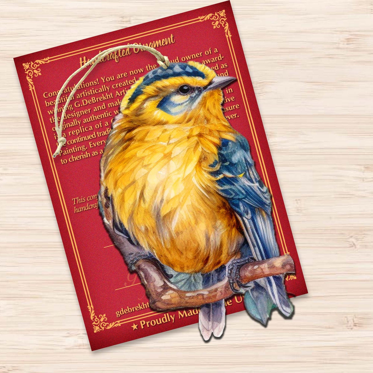 Adornos de madera de aves del bosque de Alaska de G.Debrekht - Decoración navideña de vida silvestre - 8710005-4