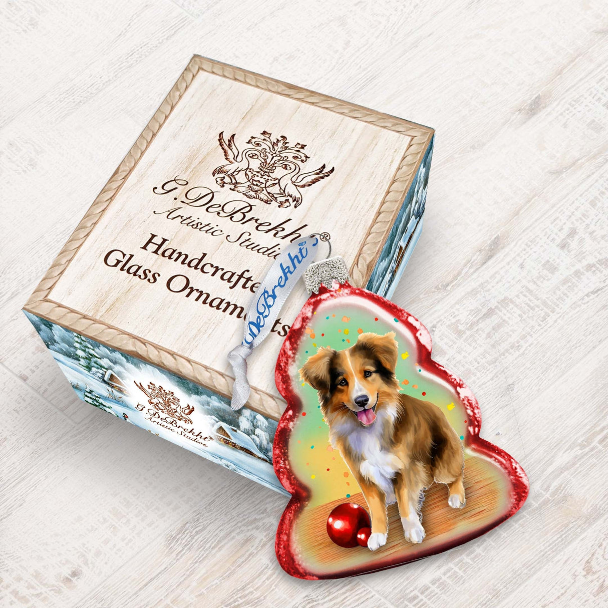 Christmas Ornaments - Playful Dog Keepsake Glass Ornaments by G. Debrekht - Christmas Decor - 777403