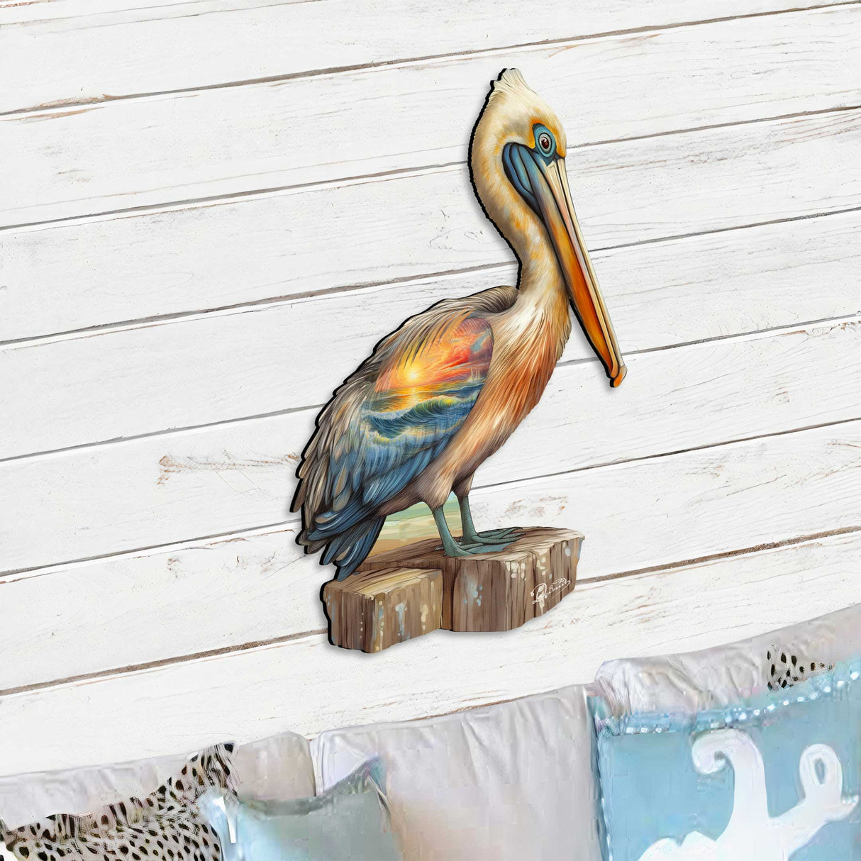 Coastal Pelican Outdoor Door Decor by G. DeBrekht - Coastal Holiday Decor - 8652801H