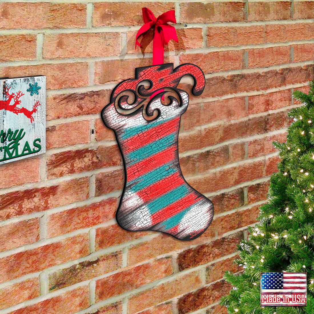 Noel Stocking Decorative Door Decor by G. DeBrekht - Christmas Decor - 8198802H