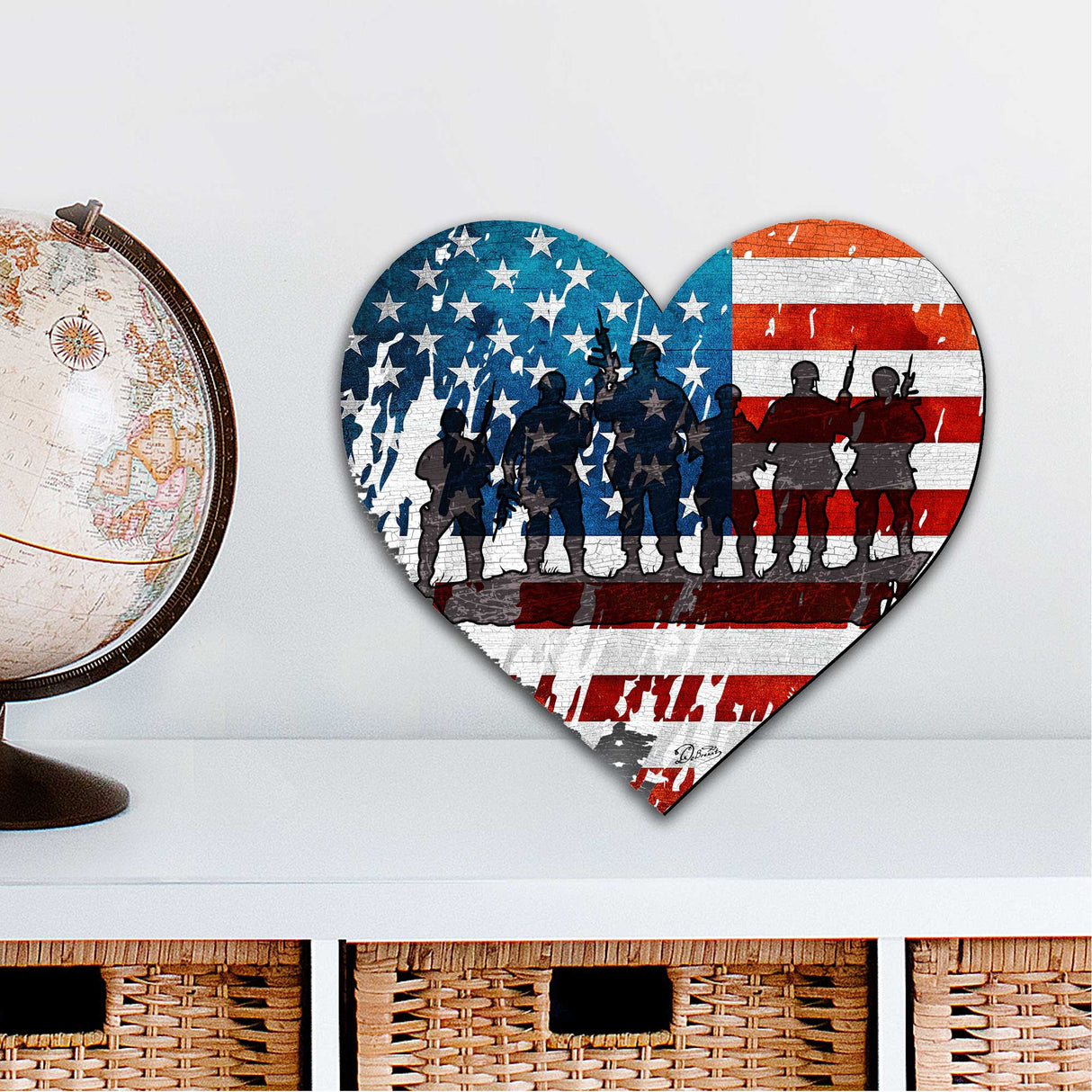 USA Military Heart Holiday Door Decor - American Christmas Decor - 8187130H