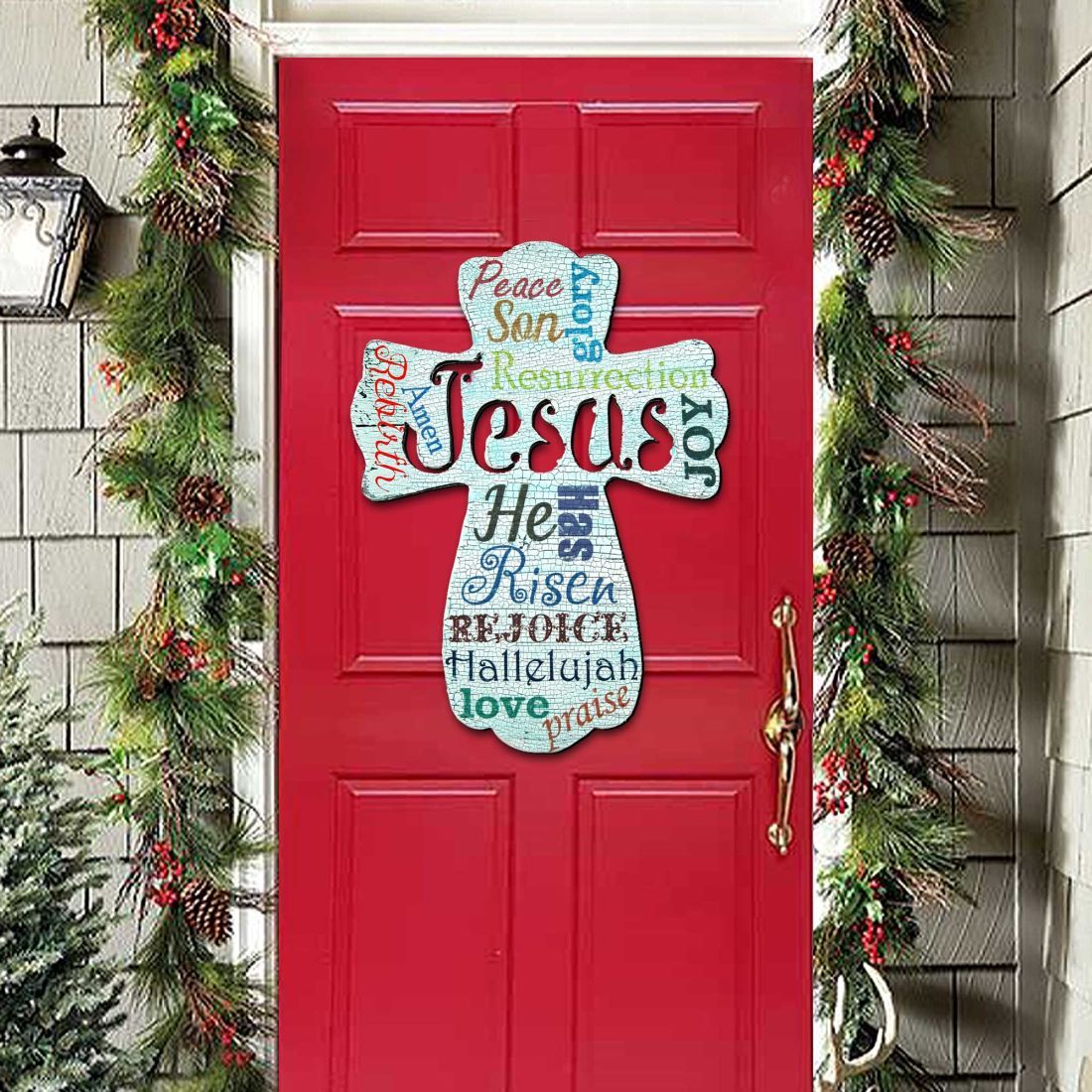 Jesus Cross Easter Door Decor by G. DeBrekht - Easter Spring Decor - 8198715H