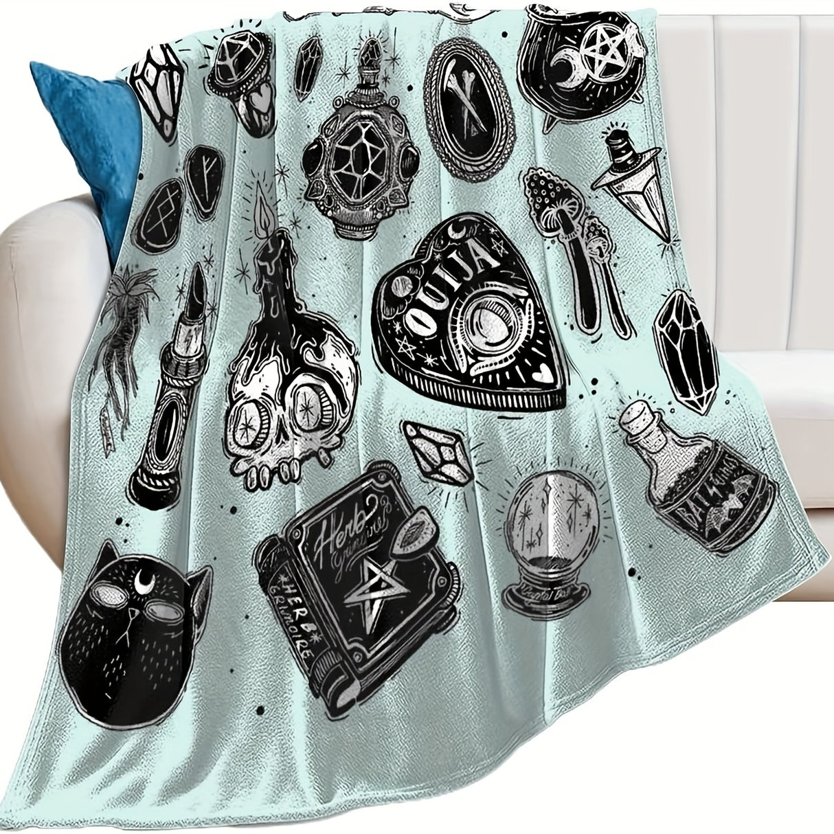 1pc Witch Gothic Blanket Lightweight Flannel