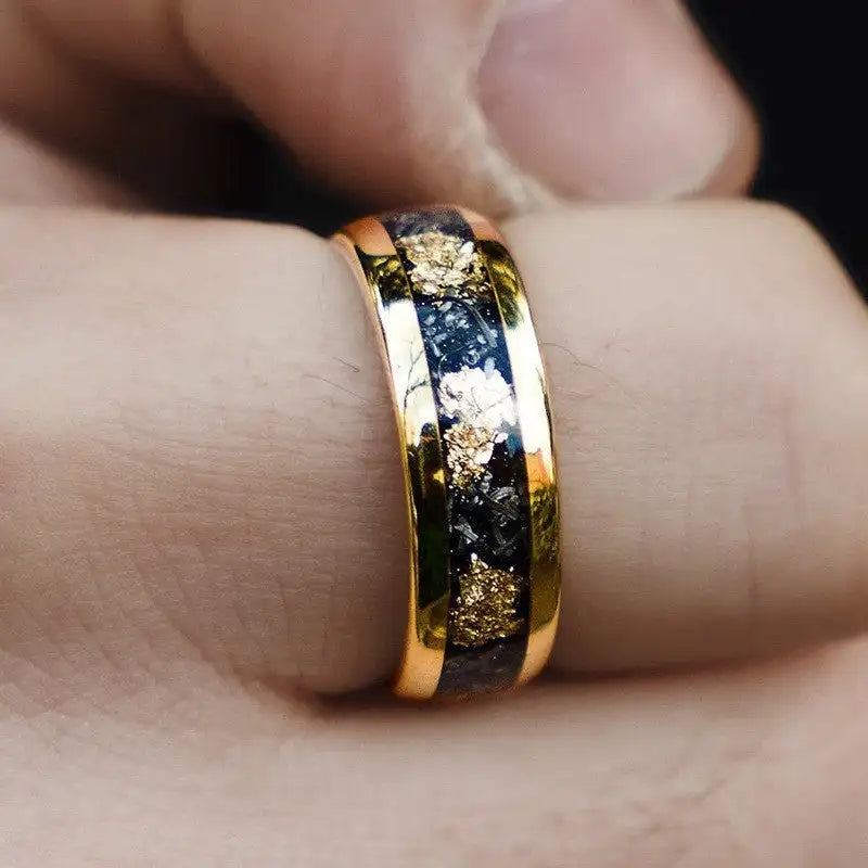 Fashion Men's Gold Starry Stainless Steel Ring - Lootquake