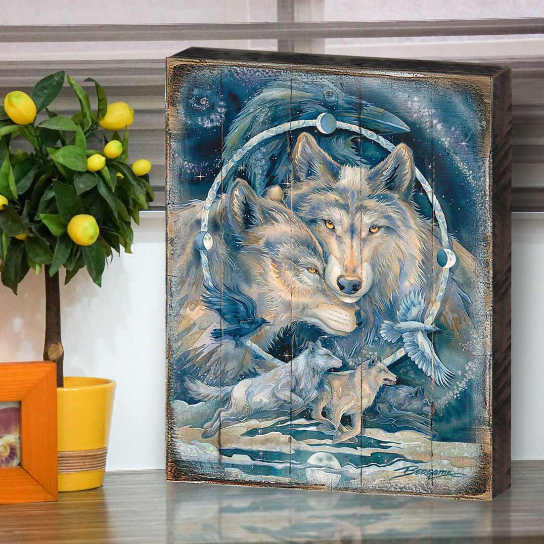 In Spirit I Am Free Wolves & Ravens Wooden Wall Art by J. Bergsma - Nature Wildlife Decor - 8592723BP-JB