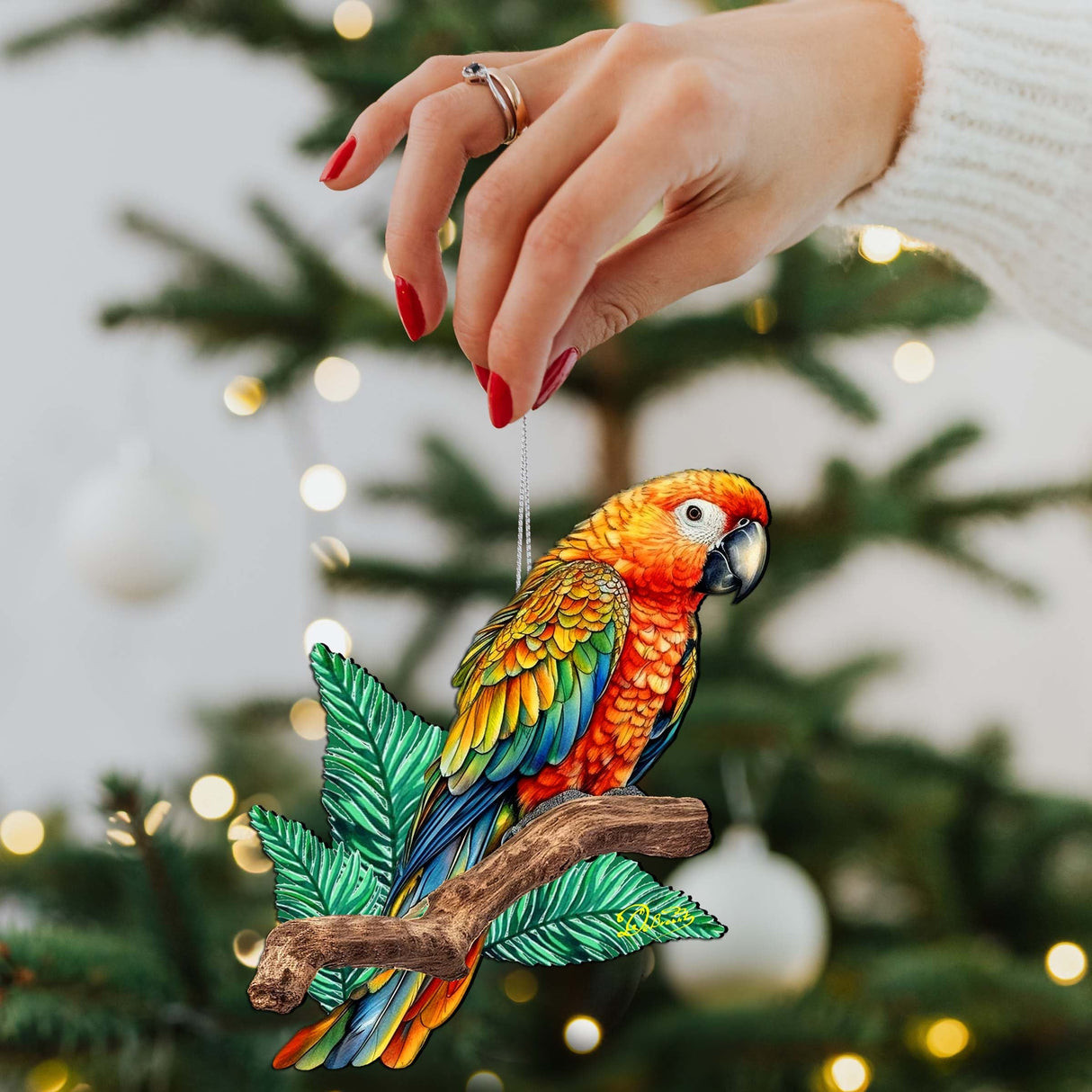 Coastal Decorations - Parrot Wooden Ornaments by G.Debrekht Coastal Holiday Decor - 8688204