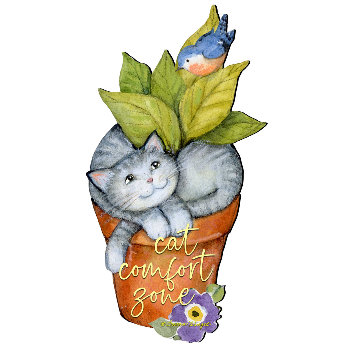 Cat Lovers Welcome Sign Cats Comfort Zone in a Pot Door Wreath - Handmade Gift for Porch Decor by Susan Winget - 8471214H-SW
