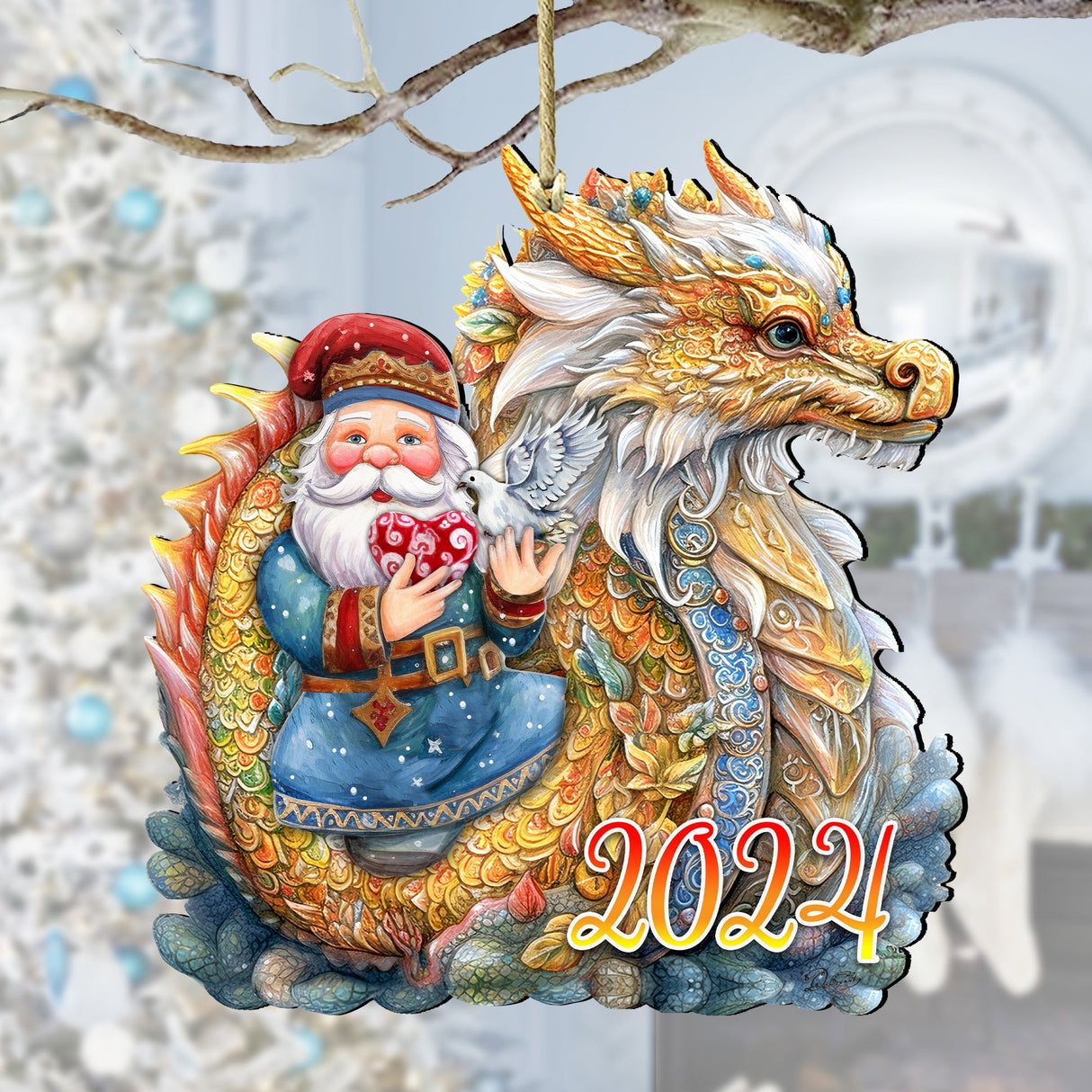 Adornos de madera de Papá Noel con dragón de G. Debrekht - Decoración navideña - 8611088-24