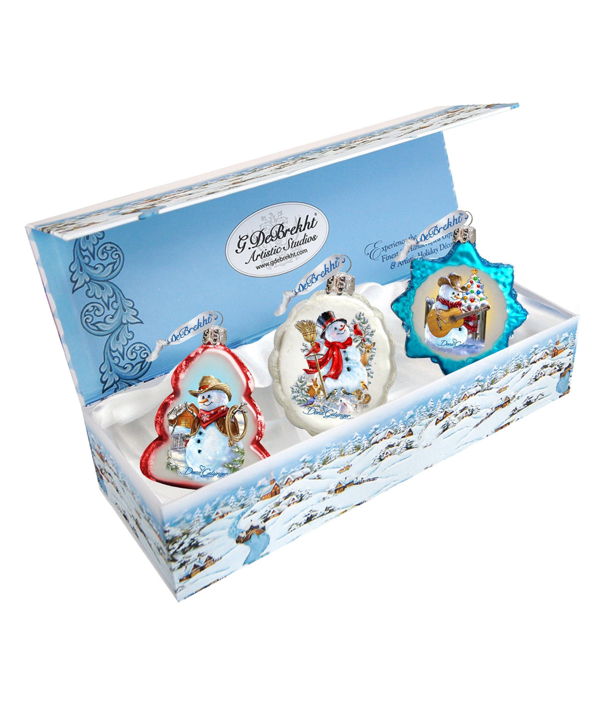 Adornos de cristal de mercurio nevados de G. DeBrekht - Decoración navideña costera - 770145S3-DG