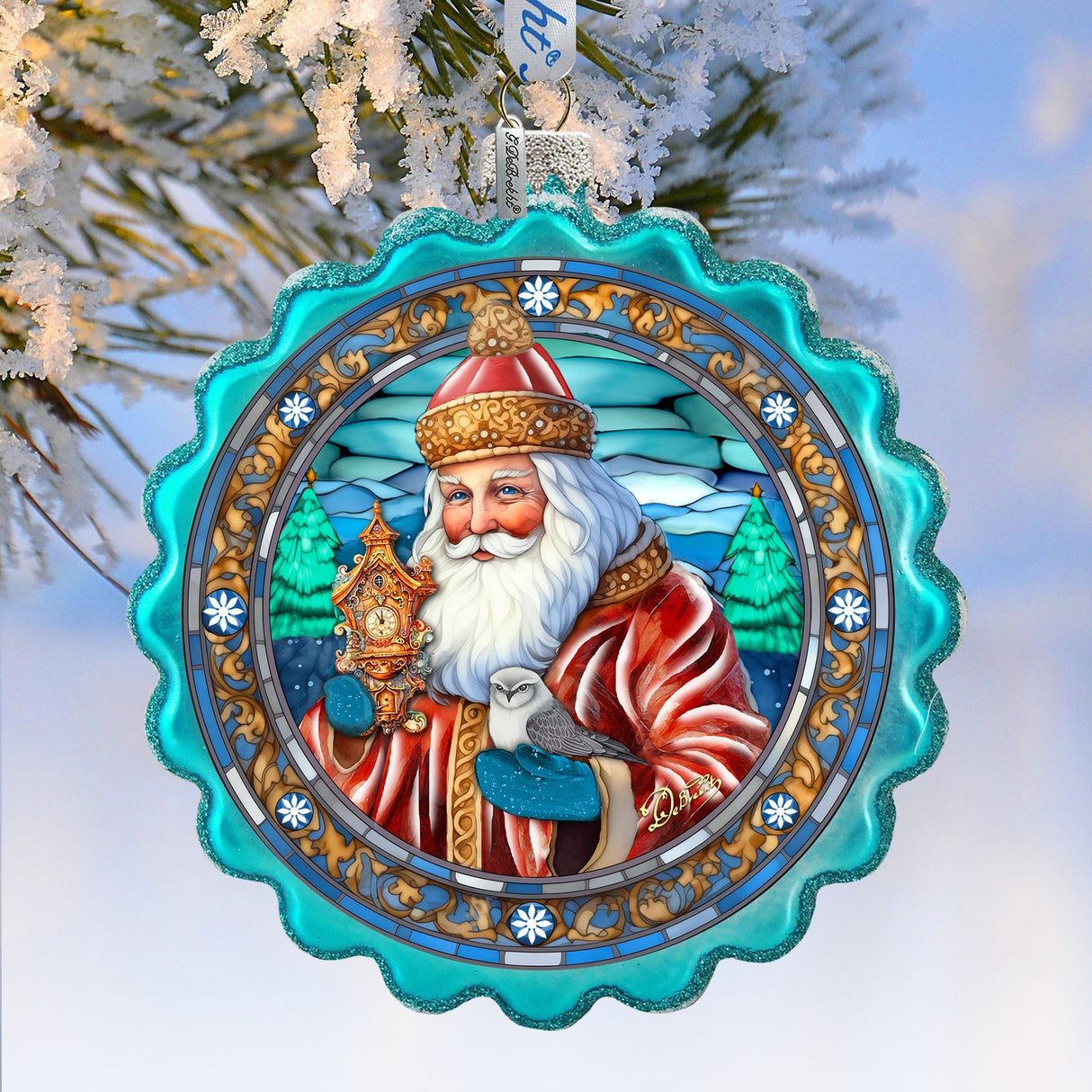 Adorno de cristal con forma de corona navideña de G. Debrekht - Decoración navideña - 759-063