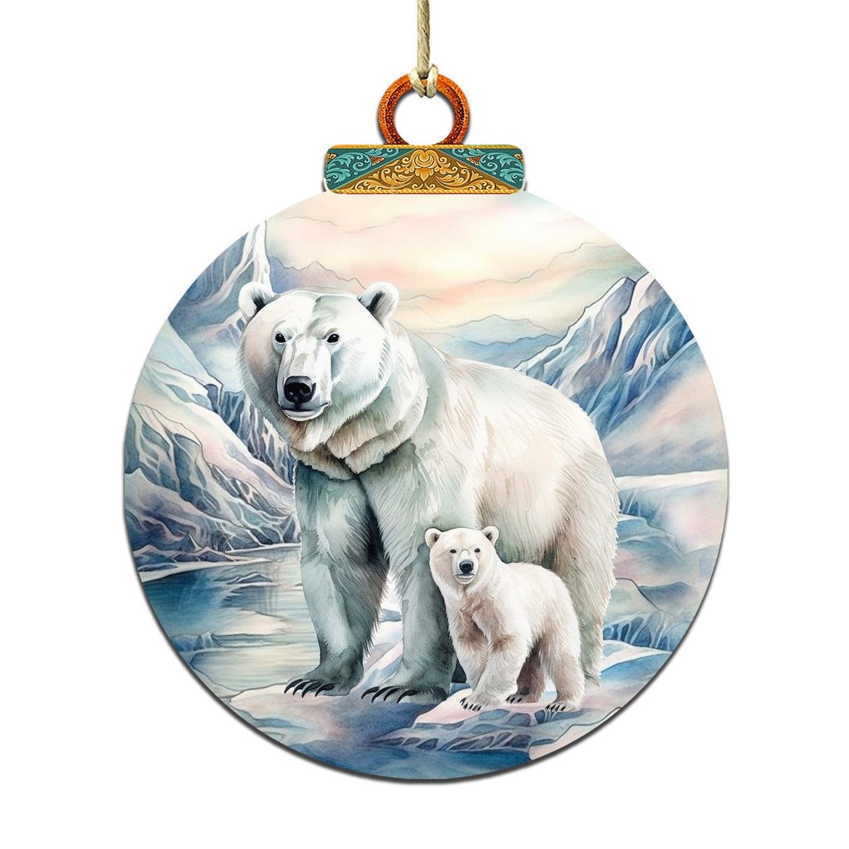 Adornos de madera de oso polar en la nieve de G.Debrekht - Decoración navideña con temática de vida silvestre - 870049