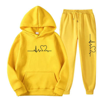 Men's And Women's Fleece-lined Sweater Suit Autumn And Winter Heart Figure Hoodie - Lootquake