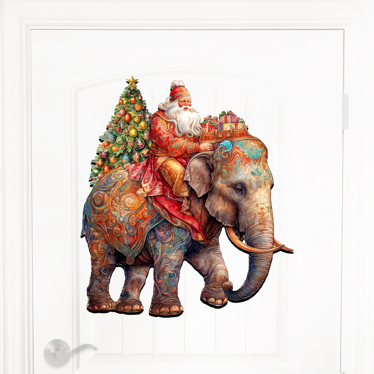 Decoración navideña para puerta con Papá Noel y elefante de G. Debrekht - Decoración navideña - 8611043-2H