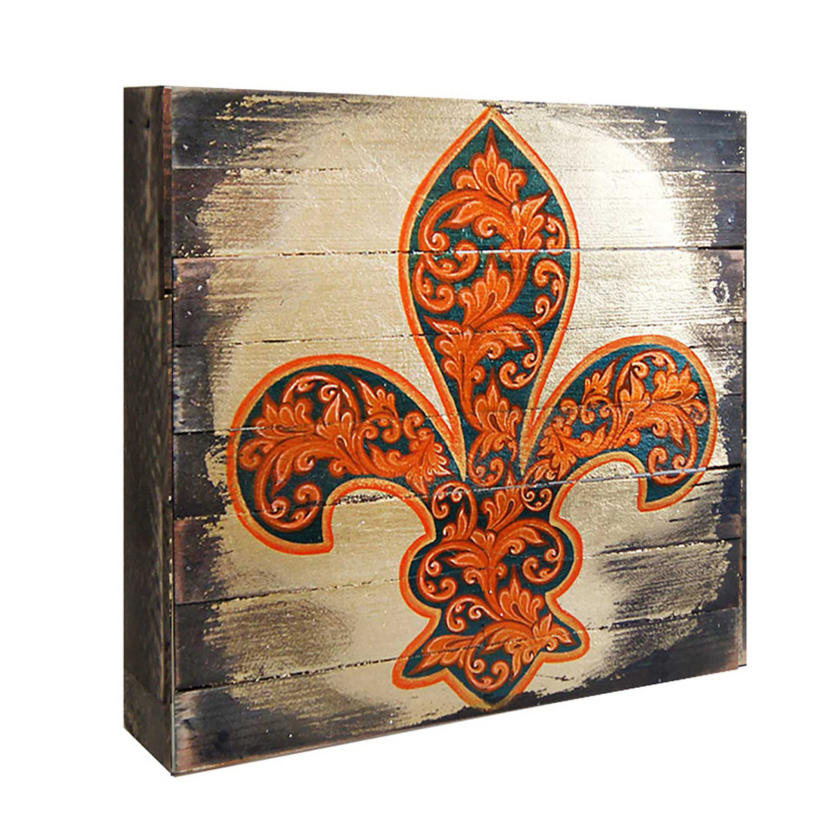 Cross Fleur De Lis Wooden Gold Plated Wall Art by Museum Icon - Celtic Decor - 850442-18