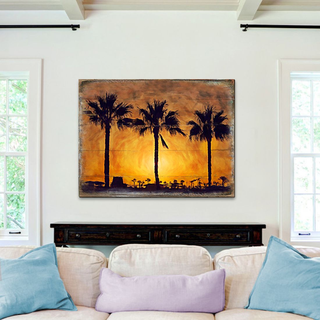 Spates Palm Trees in Sunset Wooden Wall Art by Nature Wonders - Nature Wildlife Decor - 95275B