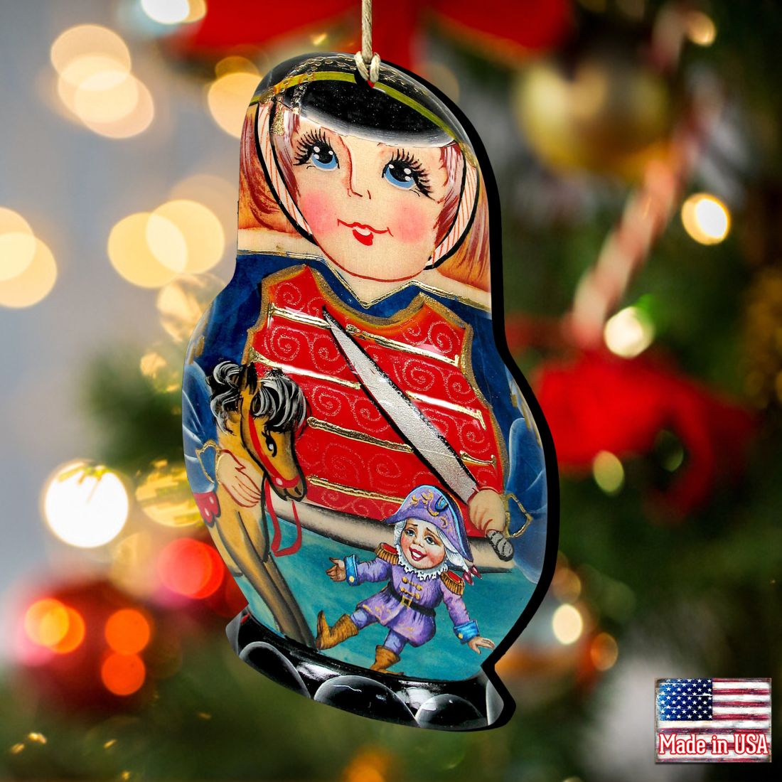 Nutcracker Nesting Doll Wooden Ornaments by G. DeBrekht - Christmas Decor - 8115151