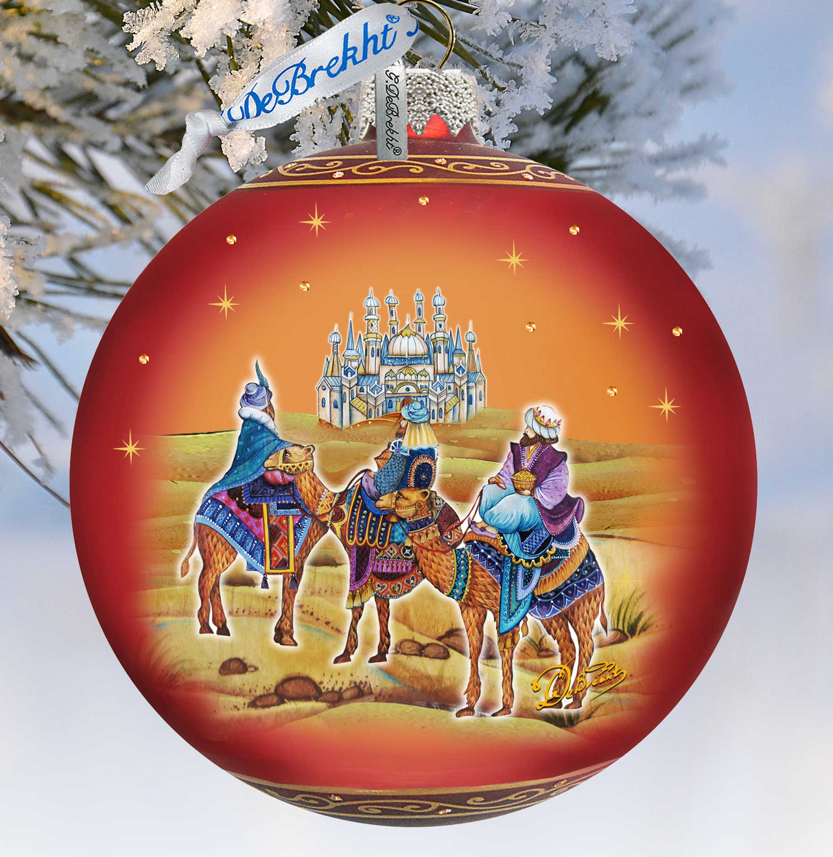 The Journey of the Three Wise Men Glass Ornament Limited Edition by G. DeBrekht - Inspirational Nativity Decor - 73860-3