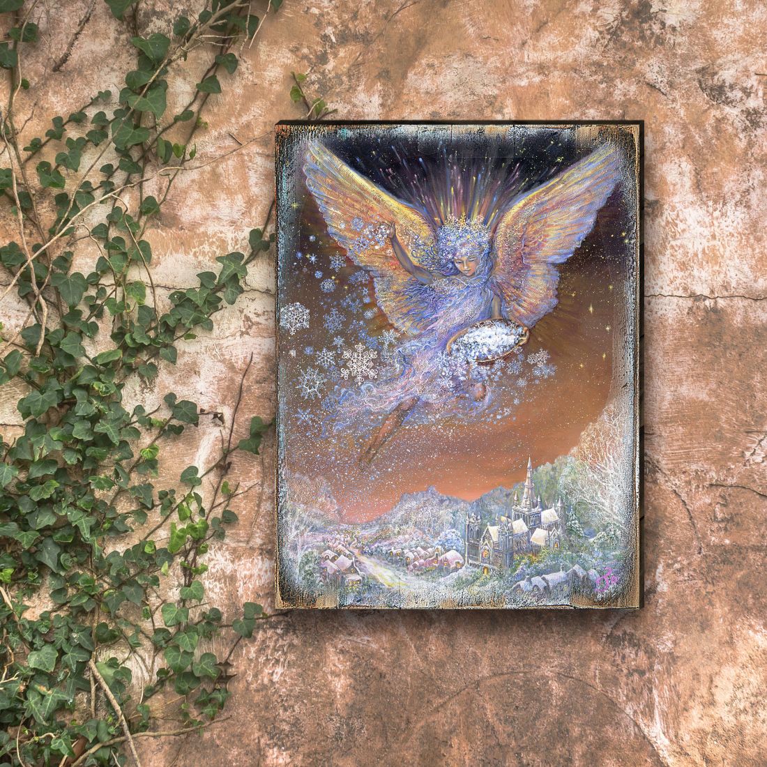 Ángel de nieve de fantasía, arte mural de madera de Josephine Wall - Decoración de fantasía - 852151-JW