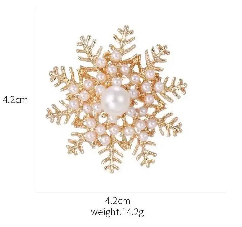 2pc New Exquisite And Elegant Pearl Snowflake Brooch - Lootquake
