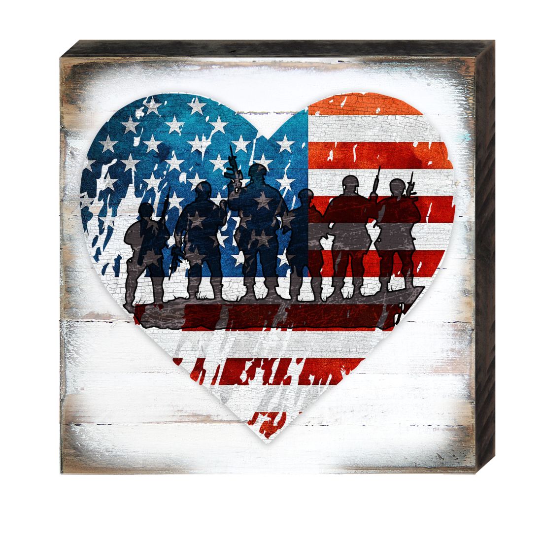USA Military Heart Patriotic Wooden Decor - American Patriotic Decor - 8187130B