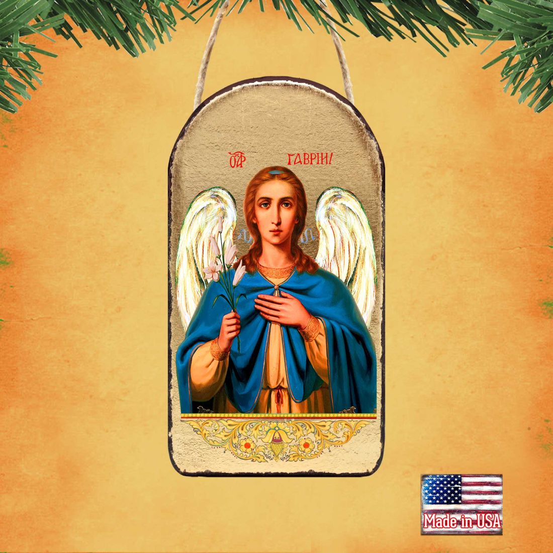 Saint Gabriel the Archangel Religious Christian Sacred Icon Ornament - Inspirational Icon Decor - 87040