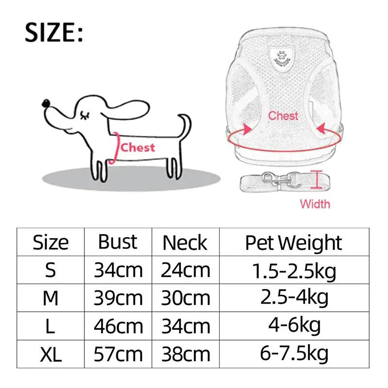 Adjustable Reflective Pet Harness with Leash