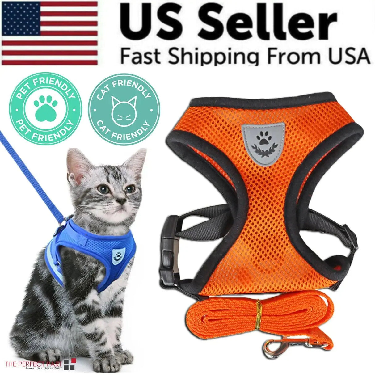 Adjustable Reflective Pet Harness with Leash