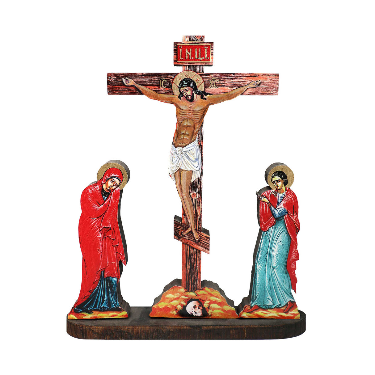Cuadro de la Crucifixión del Gólgota con cruz de madera - Decoración con iconos inspiradores - 88159