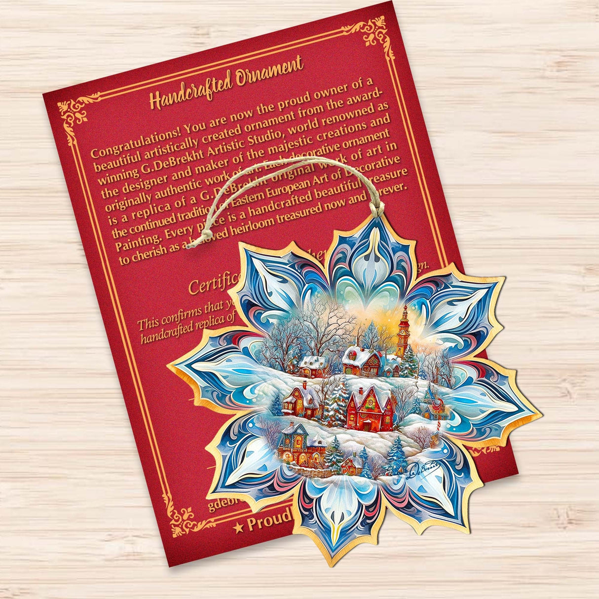 Adornos de madera con copos de nieve de G. Debrekht - Decoración navideña - 8688418