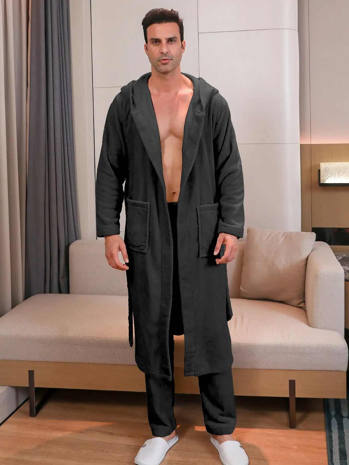 Polyester Long Sleeve Trousers Men's Pajama Set - Lootquake