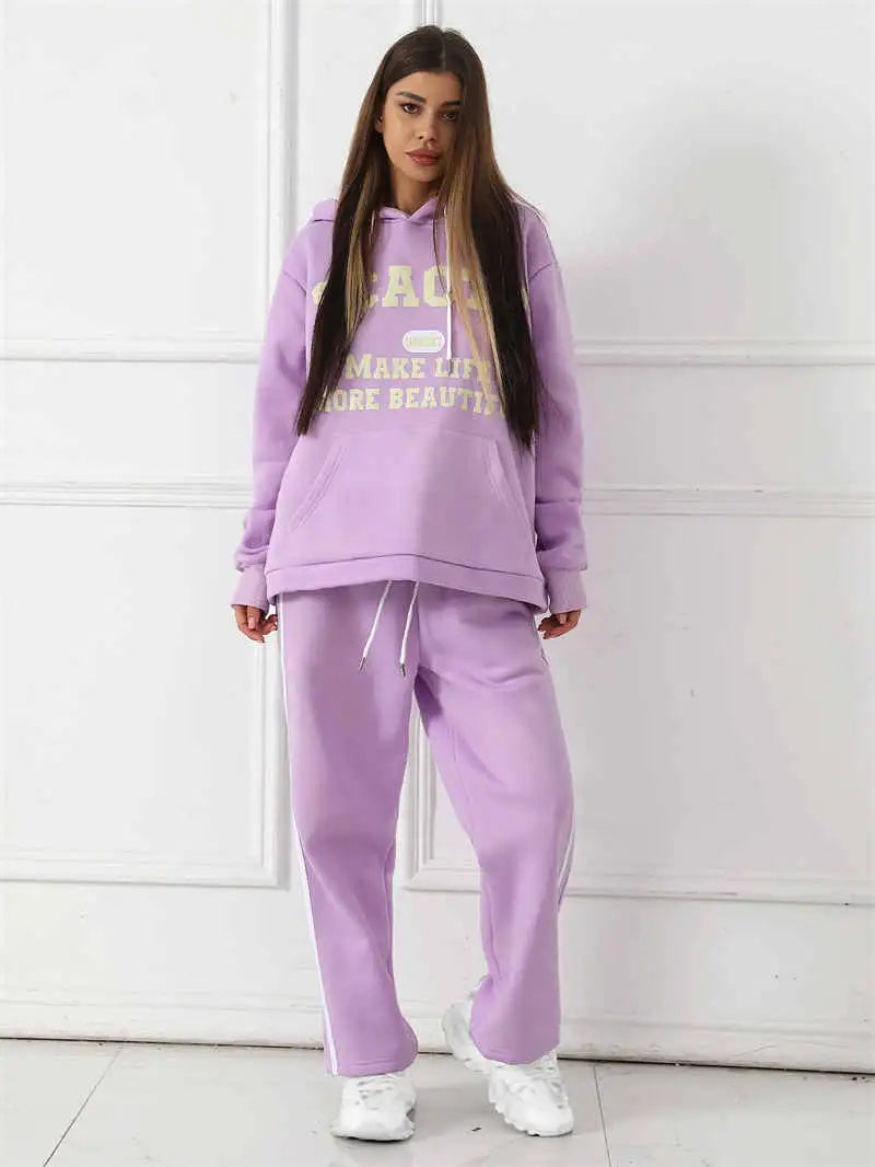 Women's Fashion Casual Printed Top Pants Set - Lootquake