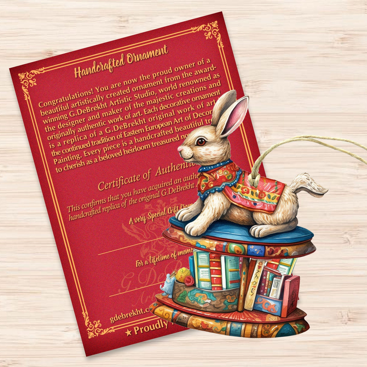 Carousel Bunnies Wooden Ornaments Set of 3 by G. Debrekht - Christmas Decor - 8100195S3