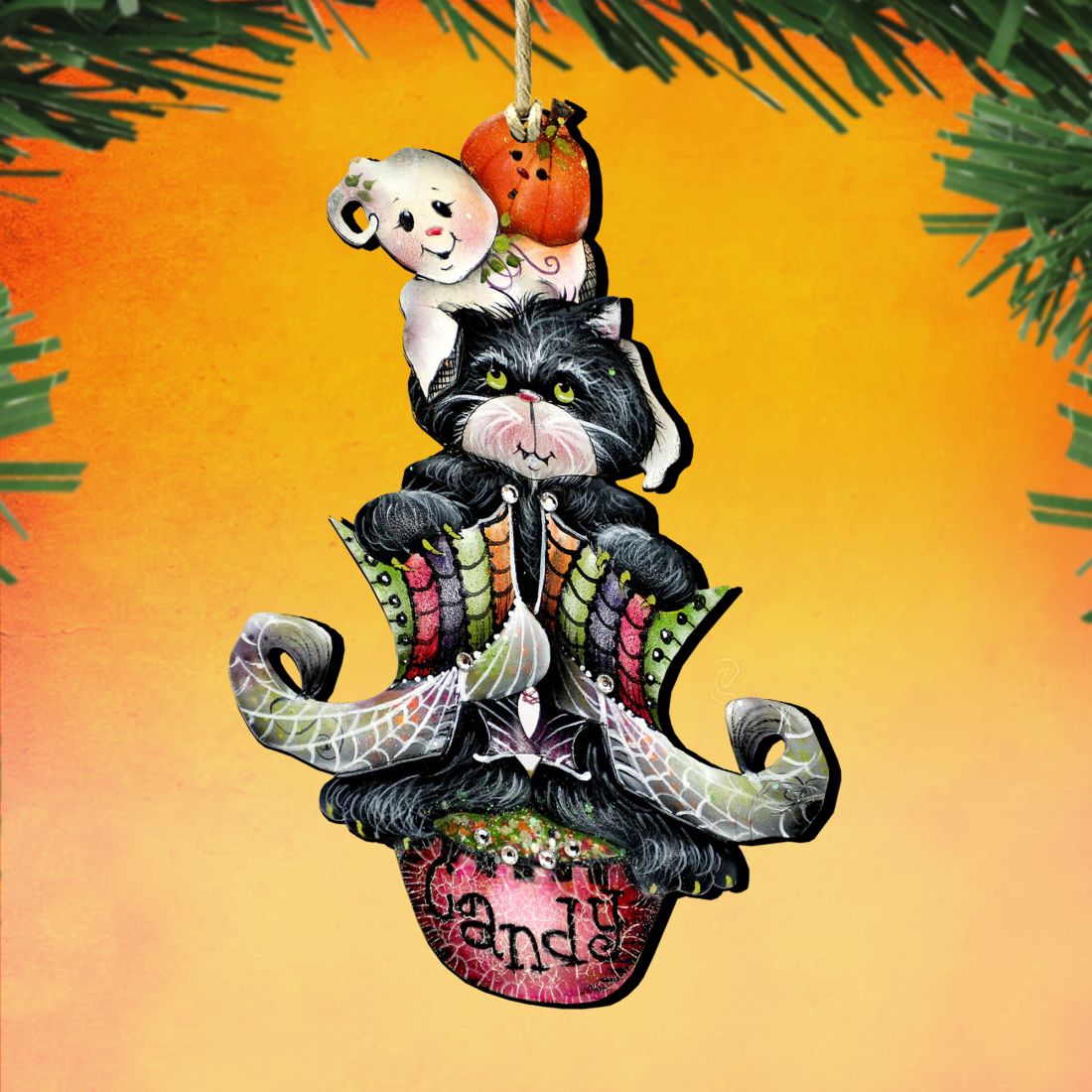 ¡Abucheos espeluznantes! Adornos de madera de Jamie Mills-Price - Decoración de Halloween para Acción de Gracias - 8457409