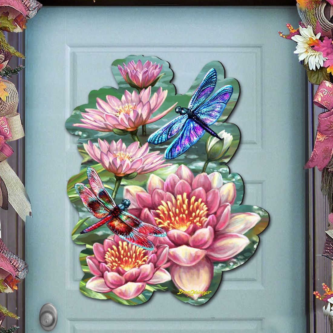 Dragonflies and Water Lilies Wildlife Wall Decor - D. Gelsinger - Wildlife Holiday Decor - 8461065H-DG