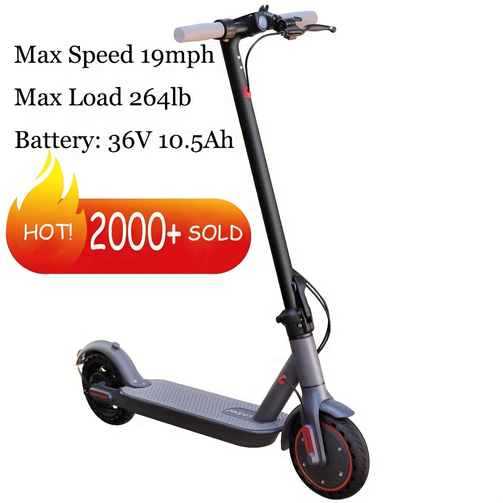 LADPED LP80 350W Foldable Electric Scooter for Adults & Teens, 8.5" Anti-skid Solid Tires, 19 Mile Range, 19MPH &3 Speed Modes, LCD Display, Puncture-Resistant, with Headlight & Taillight - Perfect for Commuting, Campus, And