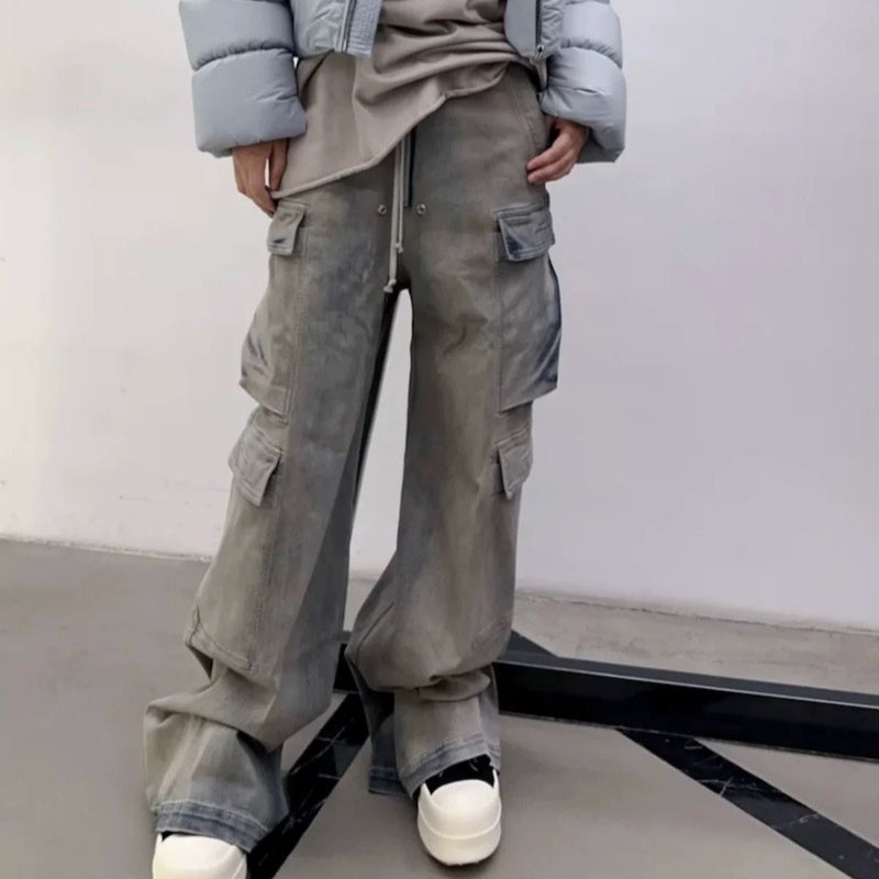 High Street RO Style Multi-pocket Workwear Mop Jeans - Lootquake