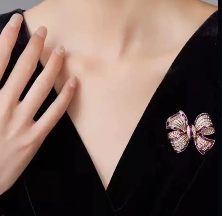 Luxury Purple Alloy Bow Brooch With High-end Feel - Lootquake