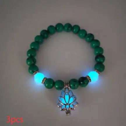 Energy Luminous Lotus Natural Stone Bracelet Yoga Healing Luminous Glow In The Dark Charm Beads Bracelet For Men Women Prayer Buddhism - Lootquake