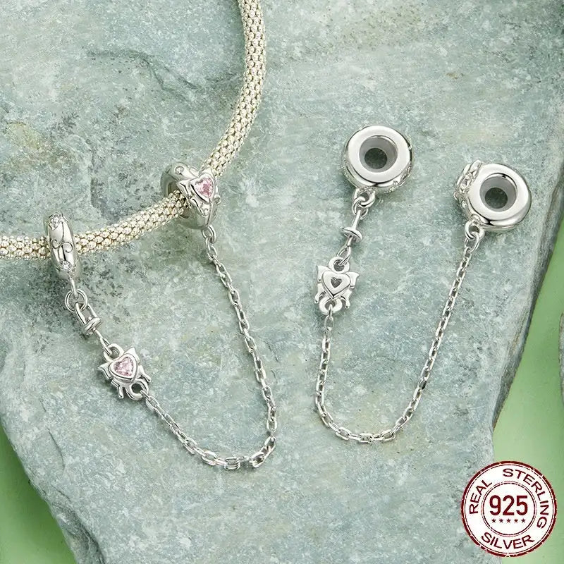 Butterfly Silicone Safety Chain S925 Sterling Silver - Lootquake