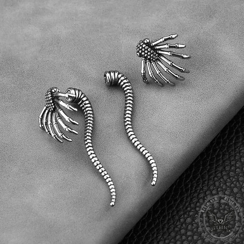 Pendientes de acero inoxidable con forma de insecto alienígena