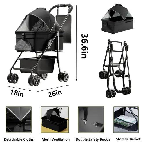 All-In-One Pet Travel Stroller and Carrier