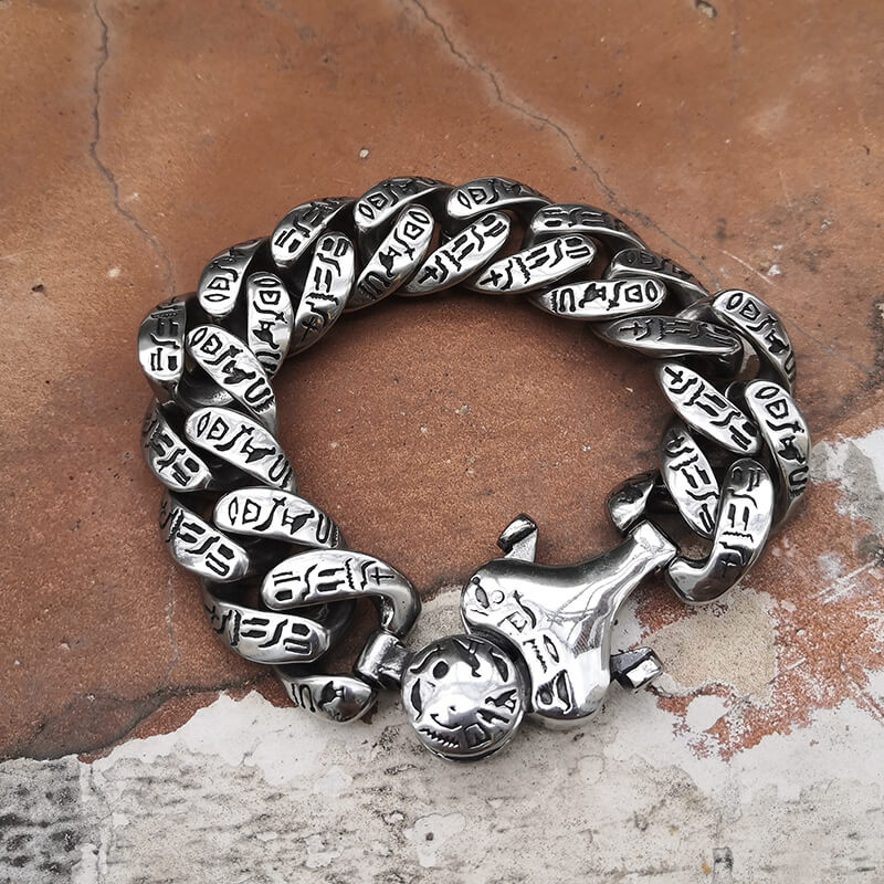 Pulsera de acero inoxidable con jeroglíficos del Antiguo Egipto